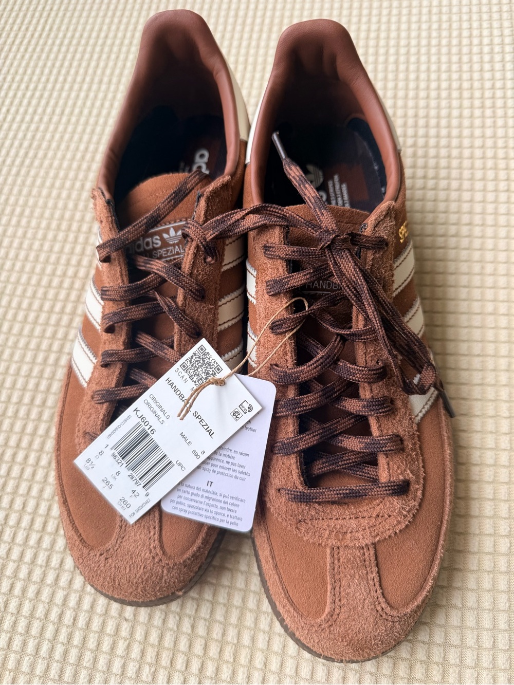 adidas Handball Spezial Sneakers in Brown with White Stripes